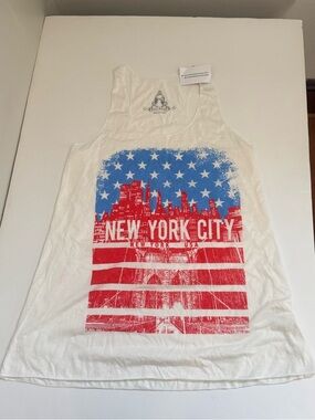 Bear Dance White Tank Top with Blue Graphic